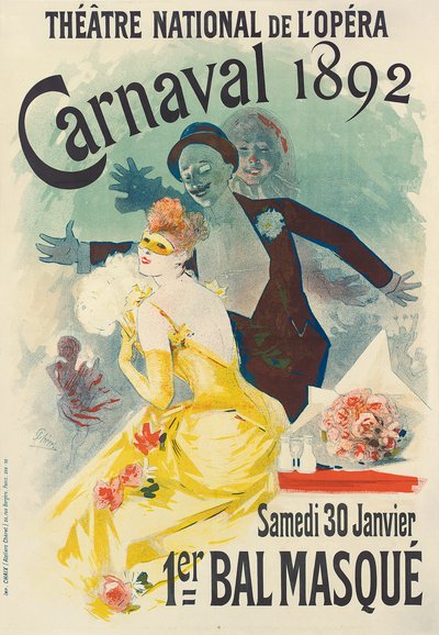 Anuncio del primer baile de máscaras de Carnaval en el Teatro Nacional de la Ópera, en 1892 de Jules Cheret