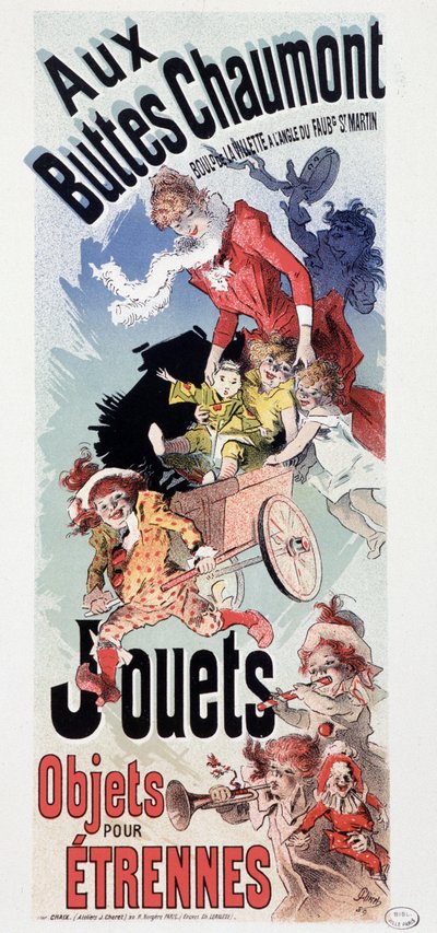Publicidad de juguetes en la tienda “Les Buttes Chaumont” - por Jules Chéret, c. 1890 de Jules Cheret