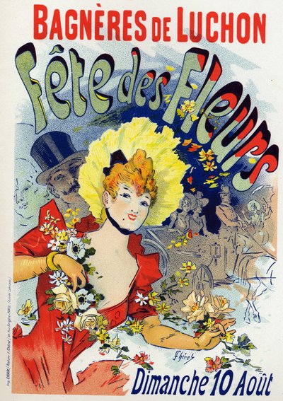 Arte. Entretenimiento. Fiesta de las flores en Bagnères-de-Luchon. Póster de Jules Chéret, Francia, c.1895 de Jules Cheret