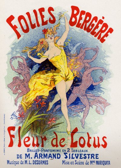 Arte. Entretenimiento. Flor de loto, ballet en el Folies Bergère, París. Cartel de Jules Cheret, Francia de Jules Cheret