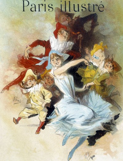 Máscara de baile. Dibujo de Cherret (finales del siglo XIX) para el carnaval en el periódico “París ilustre” de Jules Cheret