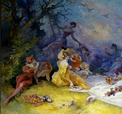 Desayuno en la hierba (detalle) de Jules Cheret