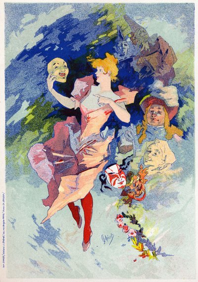 Alegoría de la comedia, finales del siglo XIX (ilustración) de Jules Cheret