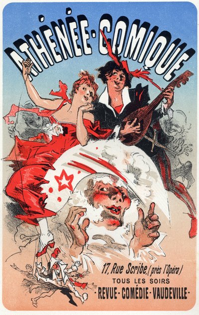 Entretenimiento. El Athenee Comique, teatro en París. Póster de Jules Cheret, Francia, c.1870-80 de Jules Cheret