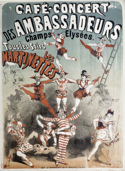 Les Martinettes en el Café-Concierto de los Embajadores - Póster de Jules Chéret, finales del siglo XIX de Jules Cheret