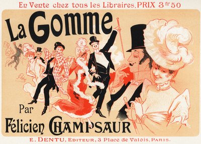 Estilo de vida. Baile en París. Cartel de Jules Cheret para la obra: La Gomme, de Felicien Champsaur, c.1889 de Jules Cheret