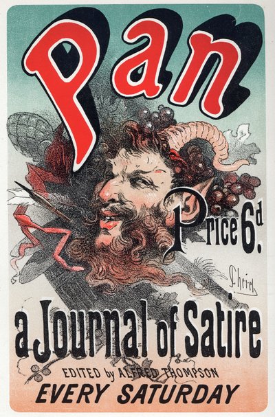 Literatura. Pan, periódico satírico. Cartel de Jules Cheret, Inglaterra, c.1880 de Jules Cheret