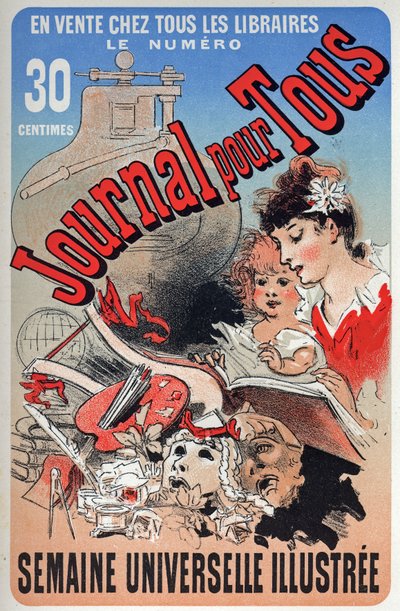 Literatura. El periódico para todos. Póster de Jules Chéret, Francia, c.1870-80 de Jules Cheret