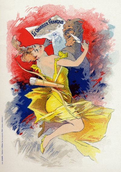 Literatura. El periódico Le Courrier Francais. Alegoría de Jules Cheret, Francia, c.1890 de Jules Cheret
