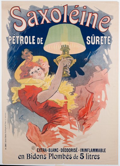 Póster publicitario de "Saxoleine", aceite para lámparas de seguridad, 1901 de Jules Cheret