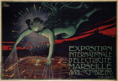 Cartel realizado para la Exposición Internacional de Electricidad en 1908 de Jules Cheret