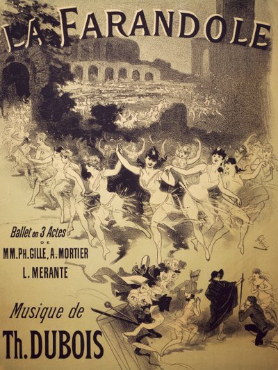Póster para La Farandole, ballet de Gille, Mortier y Merante, música de Dubois, Theatre National de l