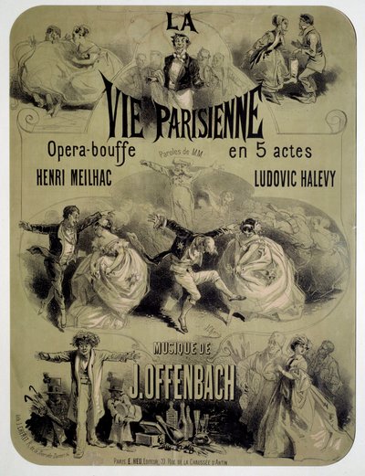 Cartel para la ópera bufa “La vie parisienne” por Jacques Offenbach (1819-1880) de Jules Cheret