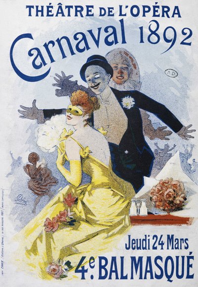 Teatro de la Ópera: carnaval de 1892, 4º baile de máscaras - cartel de Jules Cheret de Jules Cheret