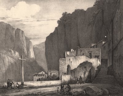 Vista de Amalfi, Campania, Italia, litografía según dibujo de Jules Coignet (1798-1860), 258x245 cm de Jules Coignet