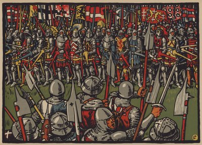 Victoria de los suizos sobre los austriacos en la Batalla de Sempach, 9 de julio de 1386 (litografía a color) de Jules Courvoisier