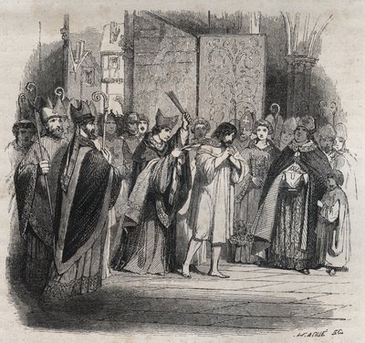 Penitencia de Raimundo VI, conde de Toulouse - El 22/06/1209 Raimundo VI Conde de Toulouse, excomulgado por el Papa Inocencio III (Milon legado del papa) por no perseguir a los cátaros, acusado de ser el instigador del asesinato de Pierre de Castelnau, hiz de Jules David