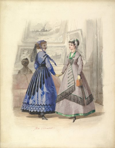 Dos mujeres en una galería de arte, 1868 de Jules David