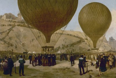 Salida de Léon Gambetta hacia Tours en el globo "Armand-Barbès", el 7 de octubre. de Jules Didier