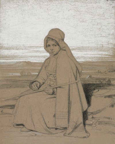 Una pastora sentada de Jules Dupré