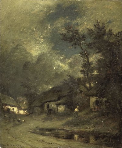 Un pueblo de noche de Jules Dupré
