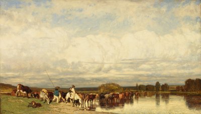 Vacas cruzando un vado, 1836 de Jules Dupré