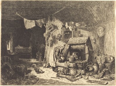 Interior de una granja de Jules Dupré