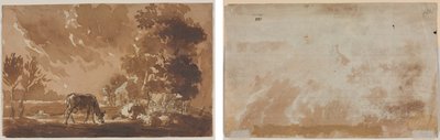 Paisaje con ganado (recto) Ganado (verso) de Jules Dupré