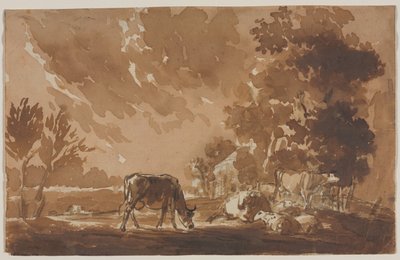 Paisaje con ganado, segunda o última tercera parte del siglo XIX de Jules Dupré