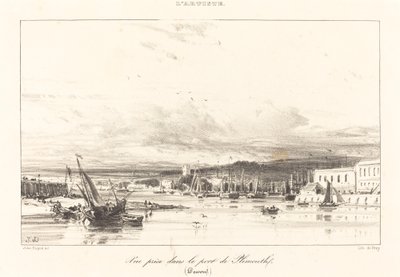 Vista en el puerto de Plymouth de Jules Dupré