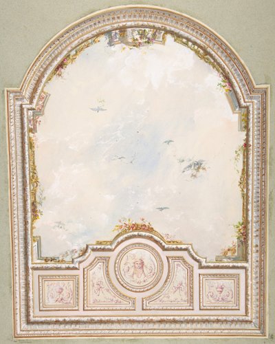 Diseño para un techo con un cielo de trampantojo, segunda mitad del siglo XIX de Jules Edmond Charles Lachaise and Eugène Pierre Gourdet