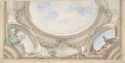 Diseño para techo de trampantojo para comedor, Hôtel de Trévise, 1850-1910 de Jules Edmond Charles Lachaise and Eugène Pierre Gourdet