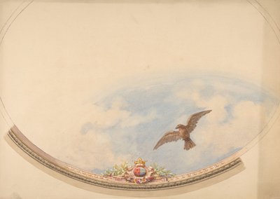 Diseño para un techo pintado con nubes y un águila en vuelo, segunda mitad del siglo XIX de Jules Edmond Charles Lachaise and Eugène Pierre Gourdet