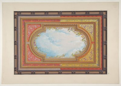 Diseño para un techo pintado con nubes trampantojo de Jules Edmond Charles Lachaise