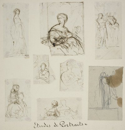 Grupo de estudios de retratos y composiciones de Jules Elie Delaunay