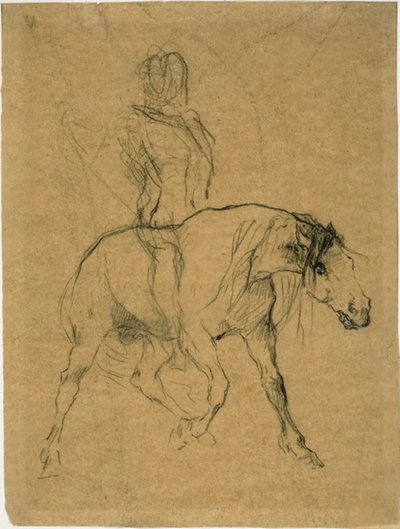 Estudio de un caballo y jinete de Jules Elie Delaunay