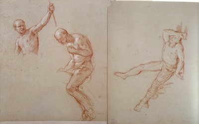 Indio de América: "Estudio de horalier indio". Dibujo a la sanguina por Jules Emile Saintin (1829-1894) de Jules Emile Saintin
