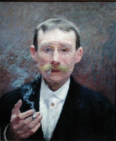 Autorretrato, fumando de Jules Ernest Renoux
