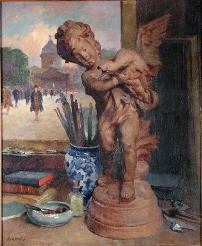 Naturaleza muerta con un ángel de Jules Ernest Renoux