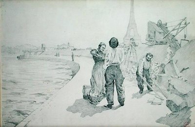 Vista de las orillas del Sena, París de Jules Ernest Renoux