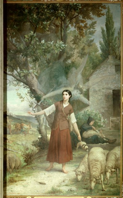 Juana de Arco (1412-1431) a los 13 años cuida las ovejas de su padre en Domrémy, su ciudad natal en Lorena de Jules Eugene Lenepveu