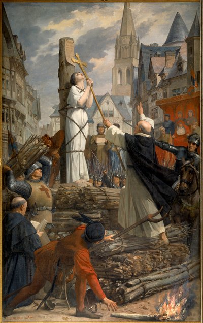 Juana de Arco (1412-1431) en la hoguera en Rouen. Pintura de Jules Lenepveu (1819-1898) 1889. París, Panteón de Jules Eugene Lenepveu
