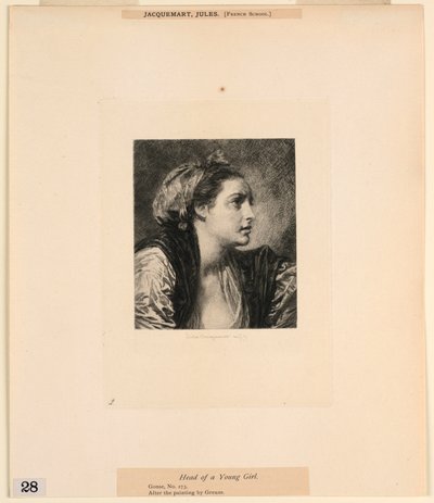 Cabeza de una joven, de "Aguafuertes de cuadros en el Museo Metropolitano, Nueva York" de Jules Ferdinand Jacquemart