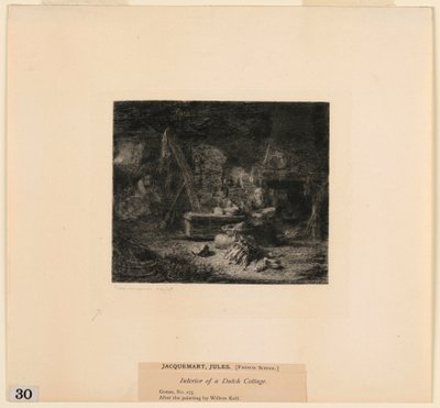 Interior de una Cabaña Holandesa, de "Grabados de Cuadros en el Museo Metropolitano, Nueva York" de Jules Ferdinand Jacquemart