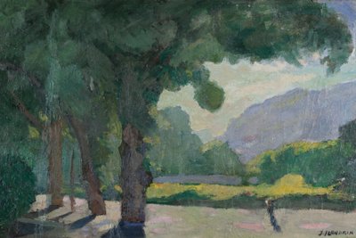 Grenoble, vista tomada desde Île Verte 1922 Óleo sobre cartón de Jules Flandrin