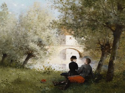 A lo largo del río; Au Bord de la Riviere de Jules Frederic Ballavoine
