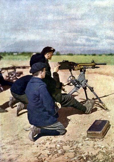 Una posición francesa con ametralladoras durante la Batalla del Marne al este de París, septiembre de 1914 de Jules Gervais Courtellemont