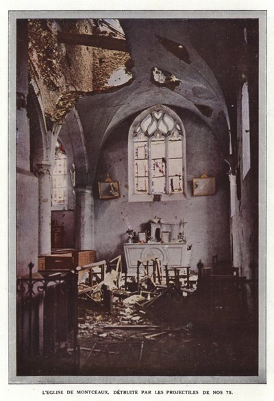 La Iglesia de Montceaux, destruida por los proyectiles de nuestros 75 de Jules Gervais Courtellemont