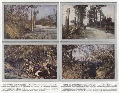La Descente sur Vareddes, Nuestro Bombardeo de la Cota 107, La Tumba de un Héroe, La Madriguera del Alemán de Jules Gervais Courtellemont