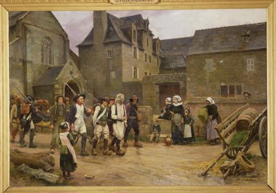 Los revolucionarios de Fouesnant acorralados por la Guardia Nacional en 1792, c.1886-87 (óleo sobre lienzo) de Jules Girardet